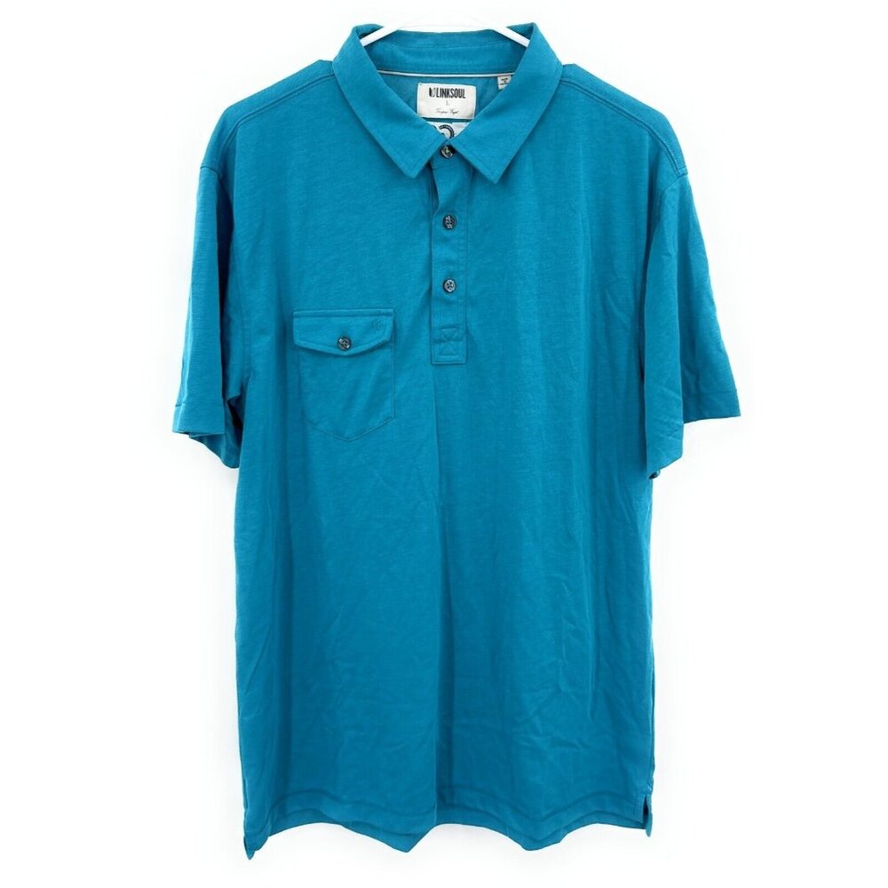LinkSoul Tempus Fugit Blue NBC Golf Polo Shirt Luxury Mens‎ Sz L